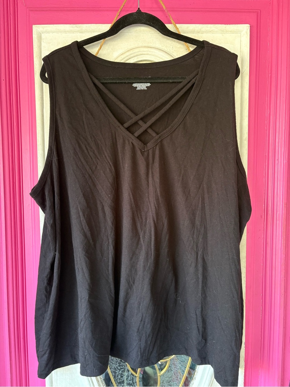 Lane Bryant Black Crisscross V-Neck Sleeveless Tank